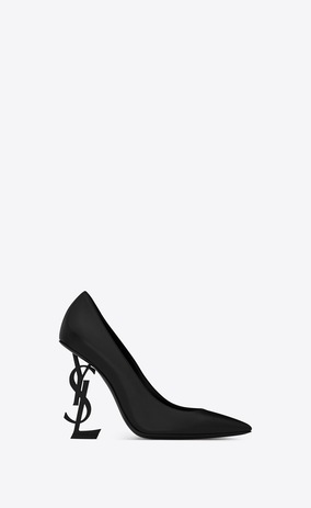 SAINT LAURENT YSL heels Woman OPYUM 110 pumps in black leather and matte black metal a_V4